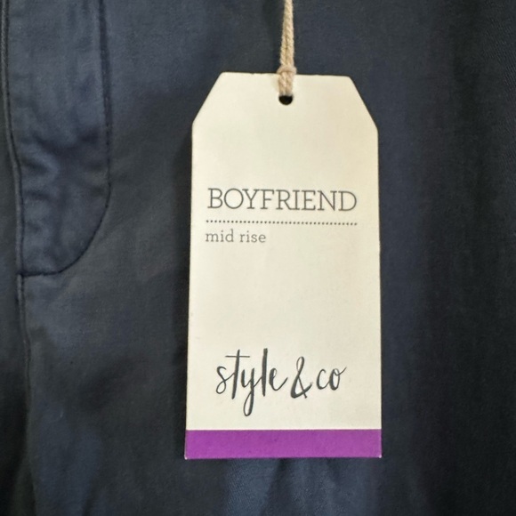 Style & Co NWT Navy (New Uniform Blue) Boyfriend Midrise Pants Size: 16 - Picture 3 of 5